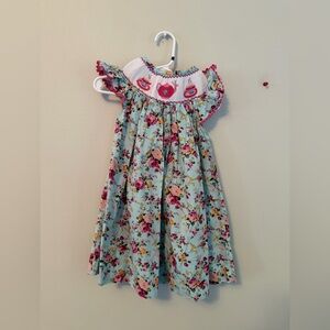Smocked Blessings Floral Kids Dress with Tea Cup Smocking